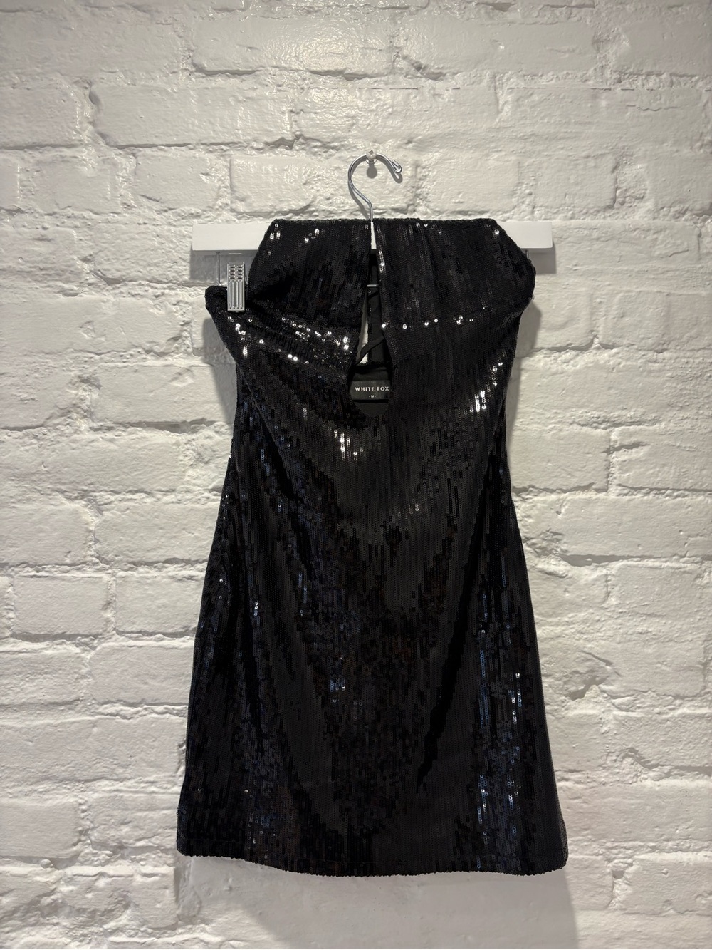 White Fox Boutique Black Sequin Halter Mini Dress - Picture 2 of 3